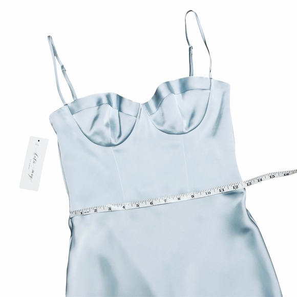 KATIE MAY x REVOLVE NWT Celestial Blue Satin Flora Midi Dress XS - Picture 11 of 15